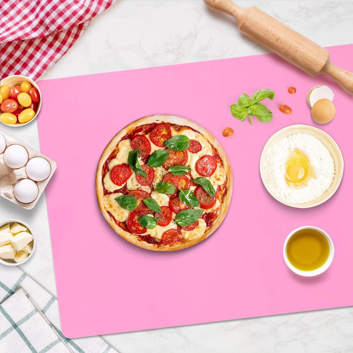 Extra Large Silicone Mats for Countertop, 28" by 20" Multipurpose Mat, Counter Table Protector, Desk Saver Pad, Placemat Nonstick Nonskid Heat-Resistant Pad, Pink