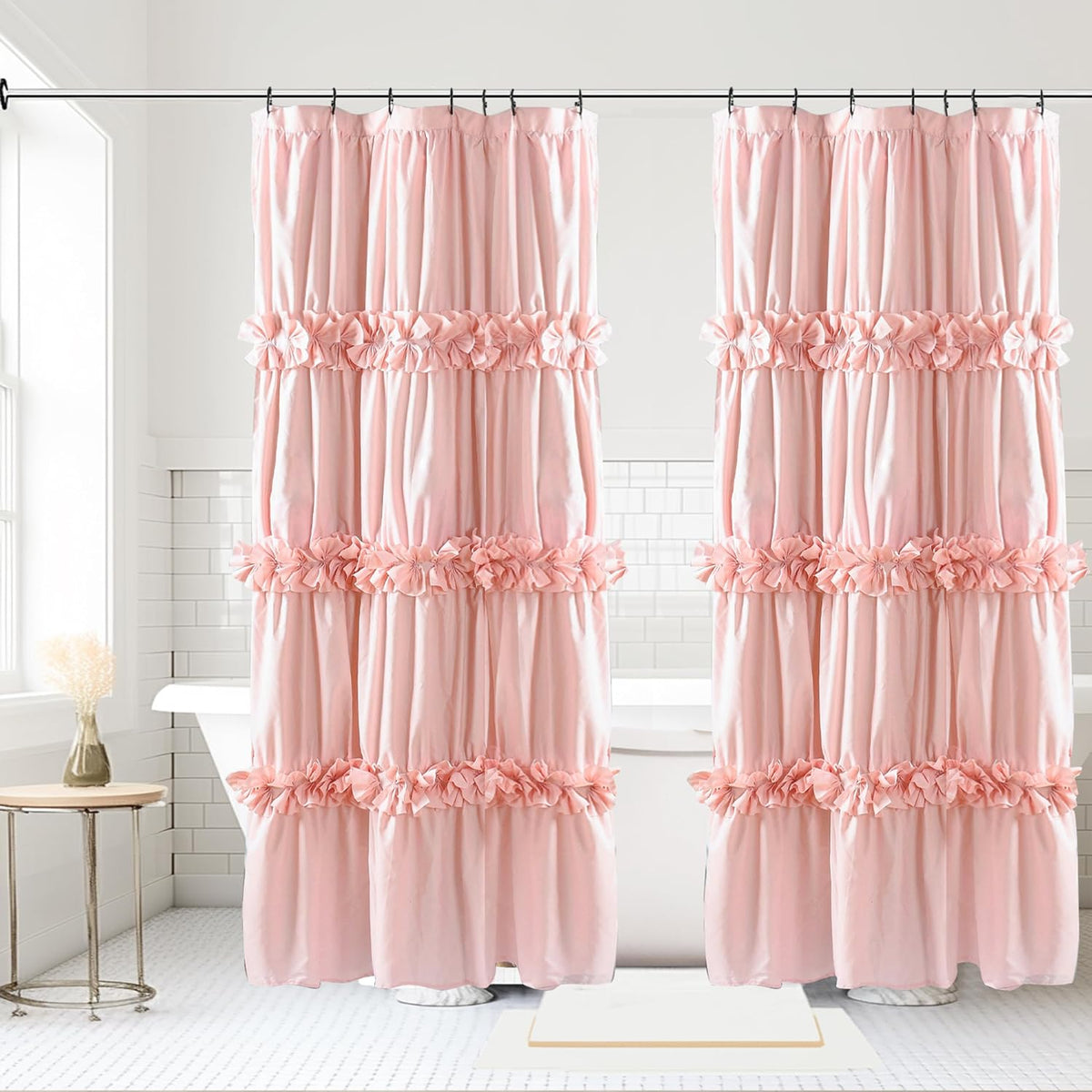 Peach Shower Curtain 2 Pack, 36" W x 72" H x 2 Panels