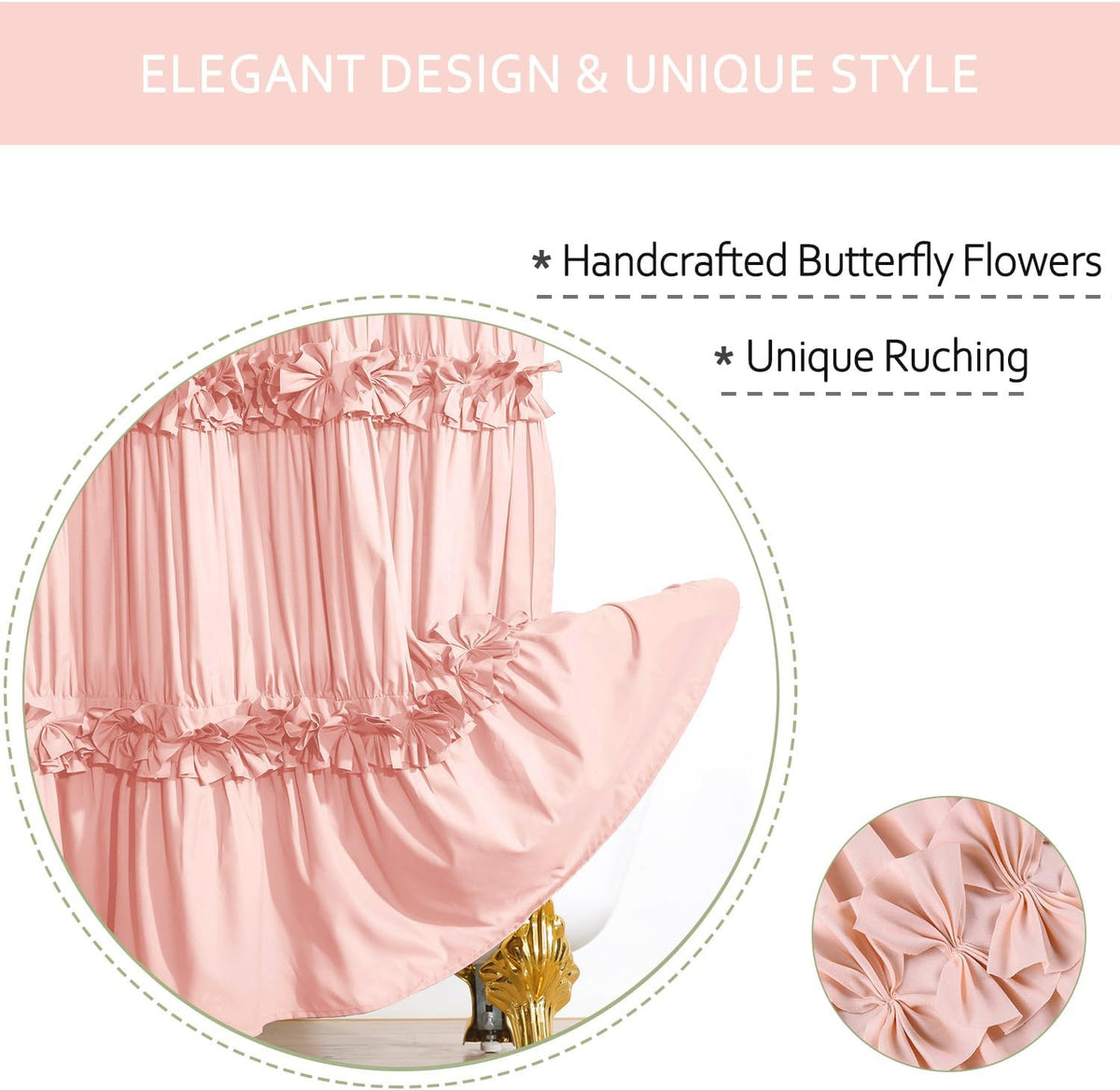 Peach Shower Curtain 2 Pack, 36" W x 72" H x 2 Panels