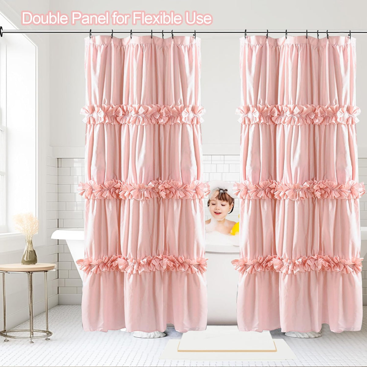 Peach Shower Curtain 2 Pack, 36" W x 72" H x 2 Panels
