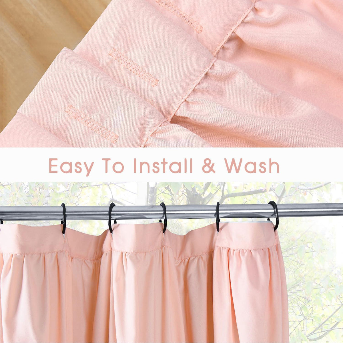 Peach Shower Curtain 2 Pack, 36" W x 72" H x 2 Panels