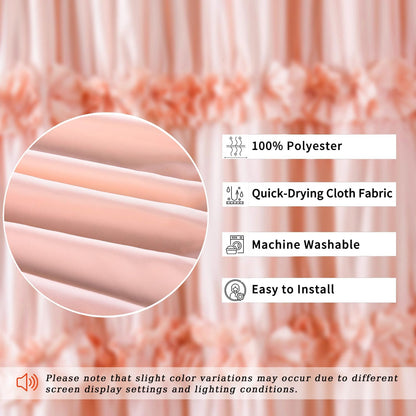Peach Shower Curtain 2 Pack, 36" W x 72" H x 2 Panels