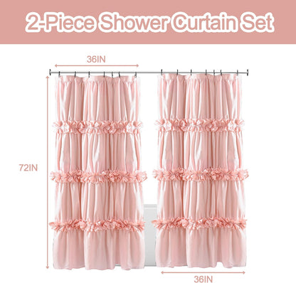 Peach Shower Curtain 2 Pack, 36" W x 72" H x 2 Panels