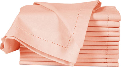 Cotton Cloth Napkins Set of 12, 18x18 Cotton Napkin Cloth Washable, Soft, Reusable Napkins for Wedding, Parties, Christmas, Thanksgiving, Everyday Use (Peach)