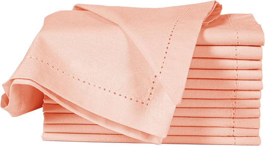Cotton Cloth Napkins Set of 12, 18x18 Cotton Napkin Cloth Washable, Soft, Reusable Napkins for Wedding, Parties, Christmas, Thanksgiving, Everyday Use (Peach)