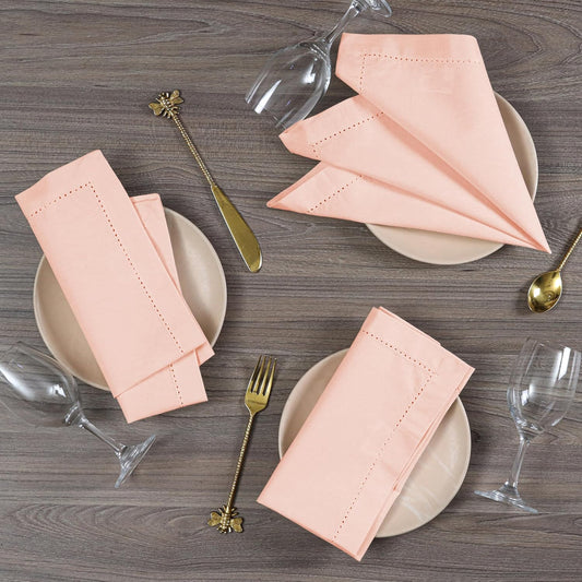 Cotton Cloth Napkins Set of 12, 18x18 Cotton Napkin Cloth Washable, Soft, Reusable Napkins for Wedding, Parties, Christmas, Thanksgiving, Everyday Use (Peach)