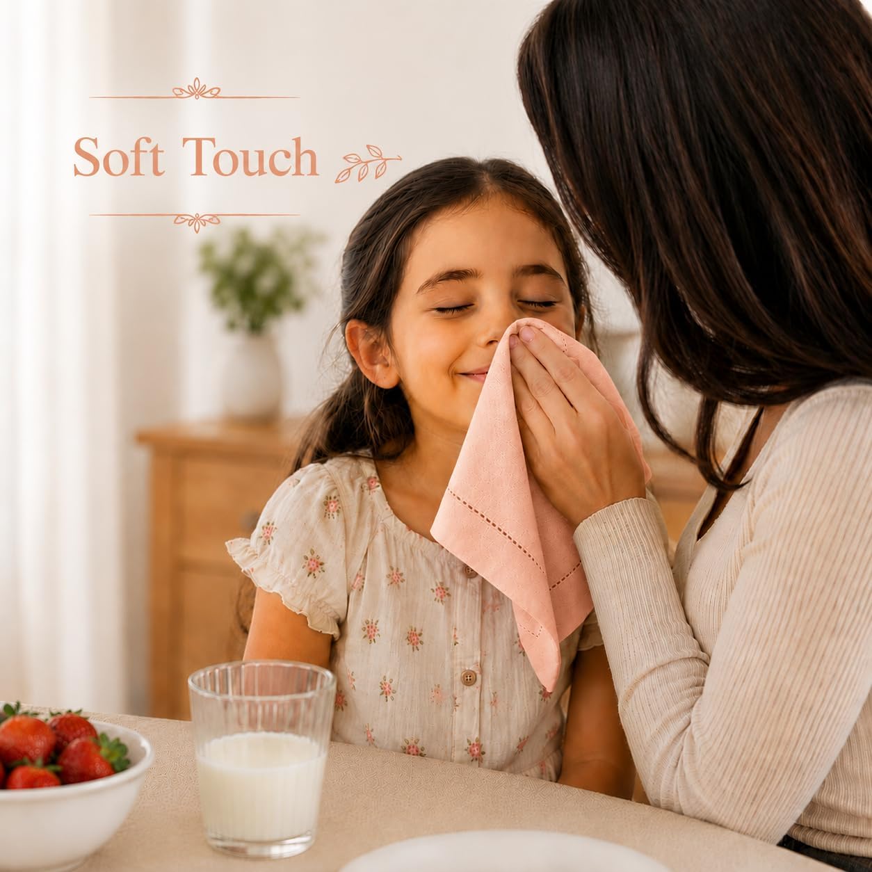 Cotton Cloth Napkins Set of 12, 18x18 Cotton Napkin Cloth Washable, Soft, Reusable Napkins for Wedding, Parties, Christmas, Thanksgiving, Everyday Use (Peach)