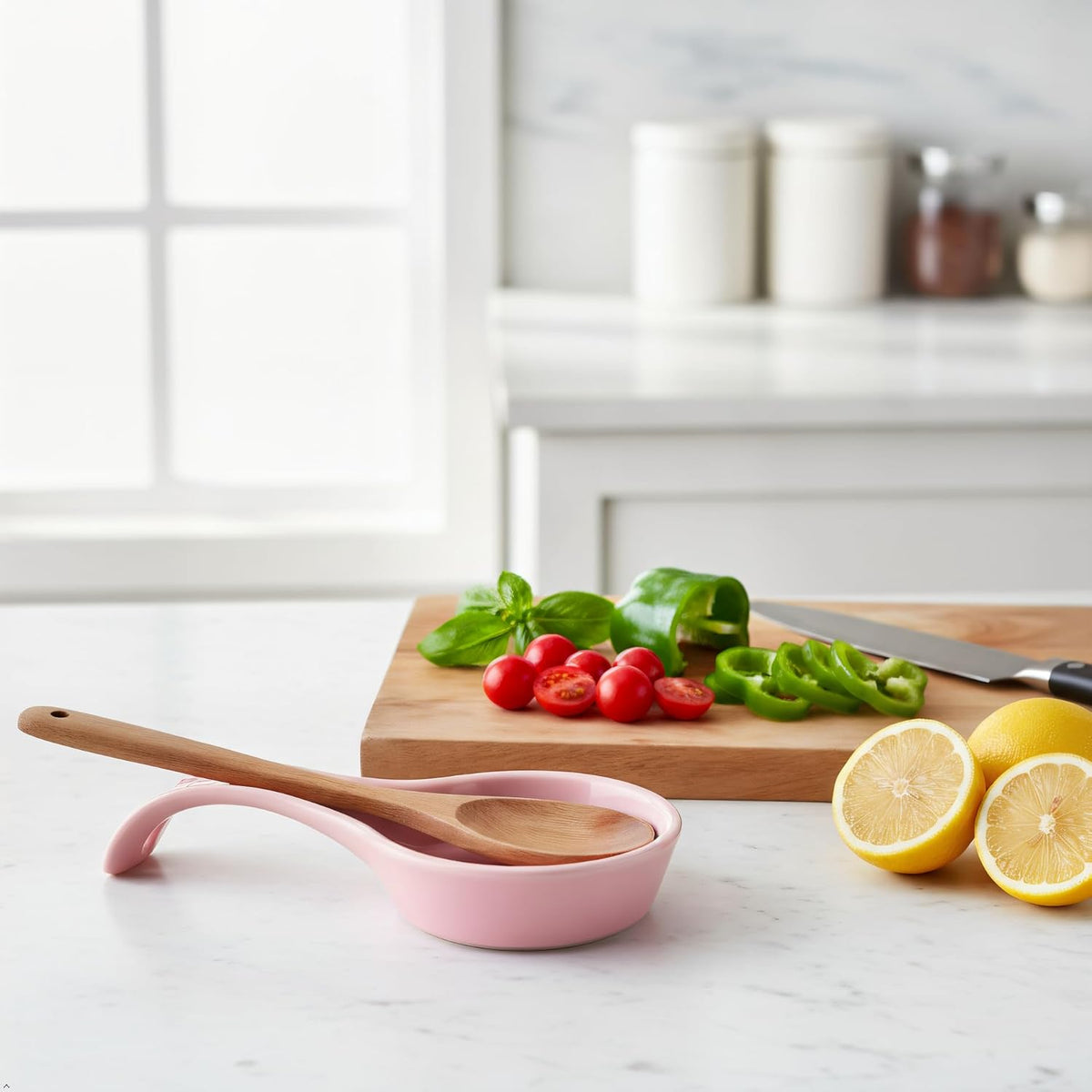Calypso Basics Single Plastic Spoon Rest, Pink, single spoon