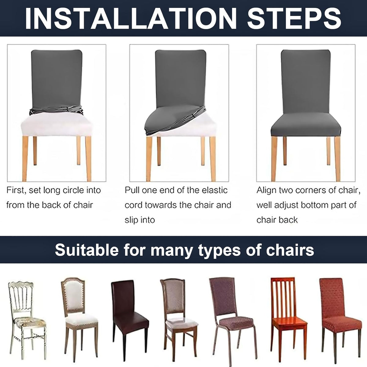Dining Chair Covers Set of 4 Stretch Chair Slipcovers Washable