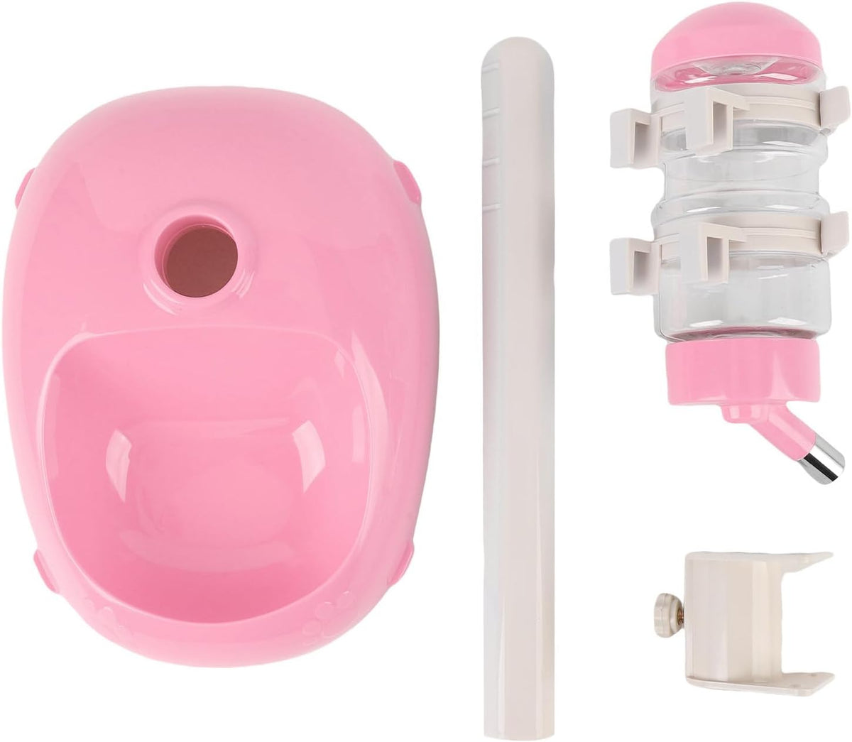 Height Adjustable Pet Water Dispenser, 500ml Automatic Standing Water Bowl for Puppies, Kittens Small Dogs Anti-Spill Feeder with Stable Base (Pink)