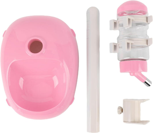 Height Adjustable Pet Water Dispenser, 500ml Automatic Standing Water Bowl for Puppies, Kittens Small Dogs Anti-Spill Feeder with Stable Base (Pink)
