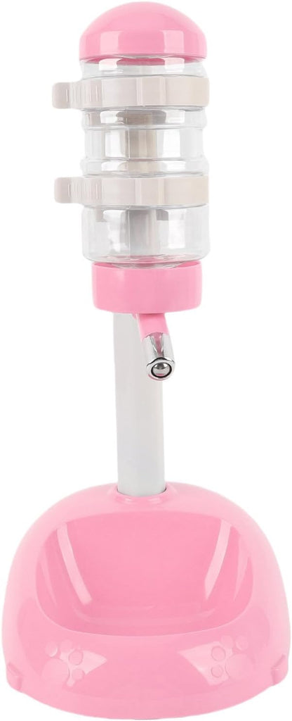 Height Adjustable Pet Water Dispenser, 500ml Automatic Standing Water Bowl for Puppies, Kittens Small Dogs Anti-Spill Feeder with Stable Base (Pink)