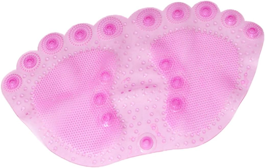 Pink PVC Shower Bath Mat with Suction Cups for Bedroom Front Door