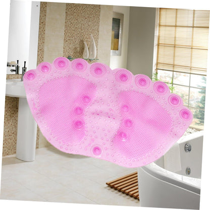 Pink PVC Shower Bath Mat with Suction Cups for Bedroom Front Door