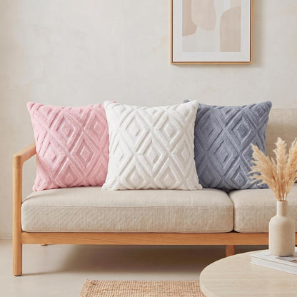 Fall Faux Fur Light Pink Throw Pillow Covers 18x18 Set of 2