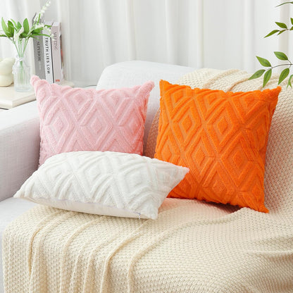 Fall Faux Fur Light Pink Throw Pillow Covers 18x18 Set of 2