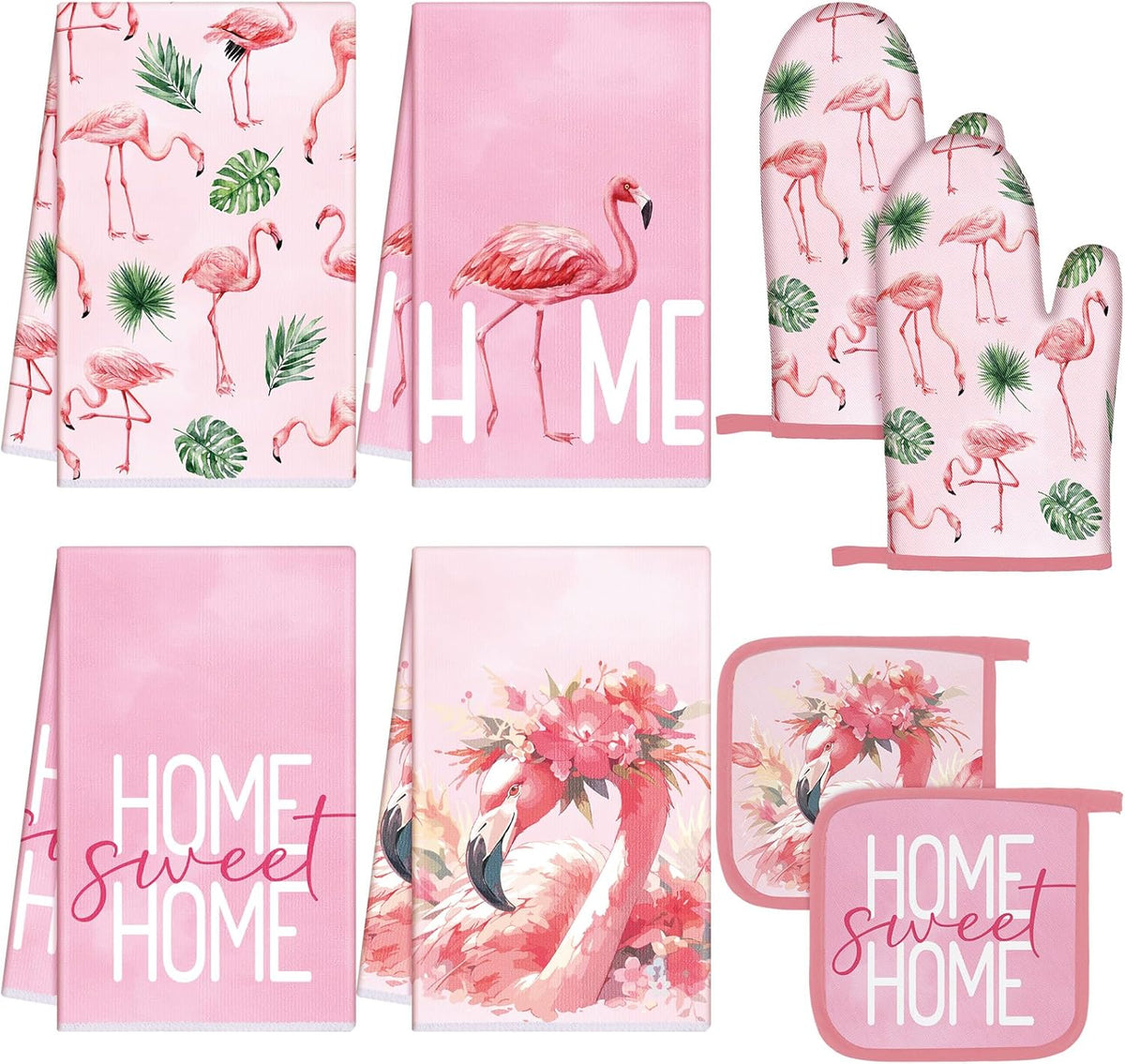 8 Pcs Flamingo Kitchen Towels Kitchen Decor and Accessories Set