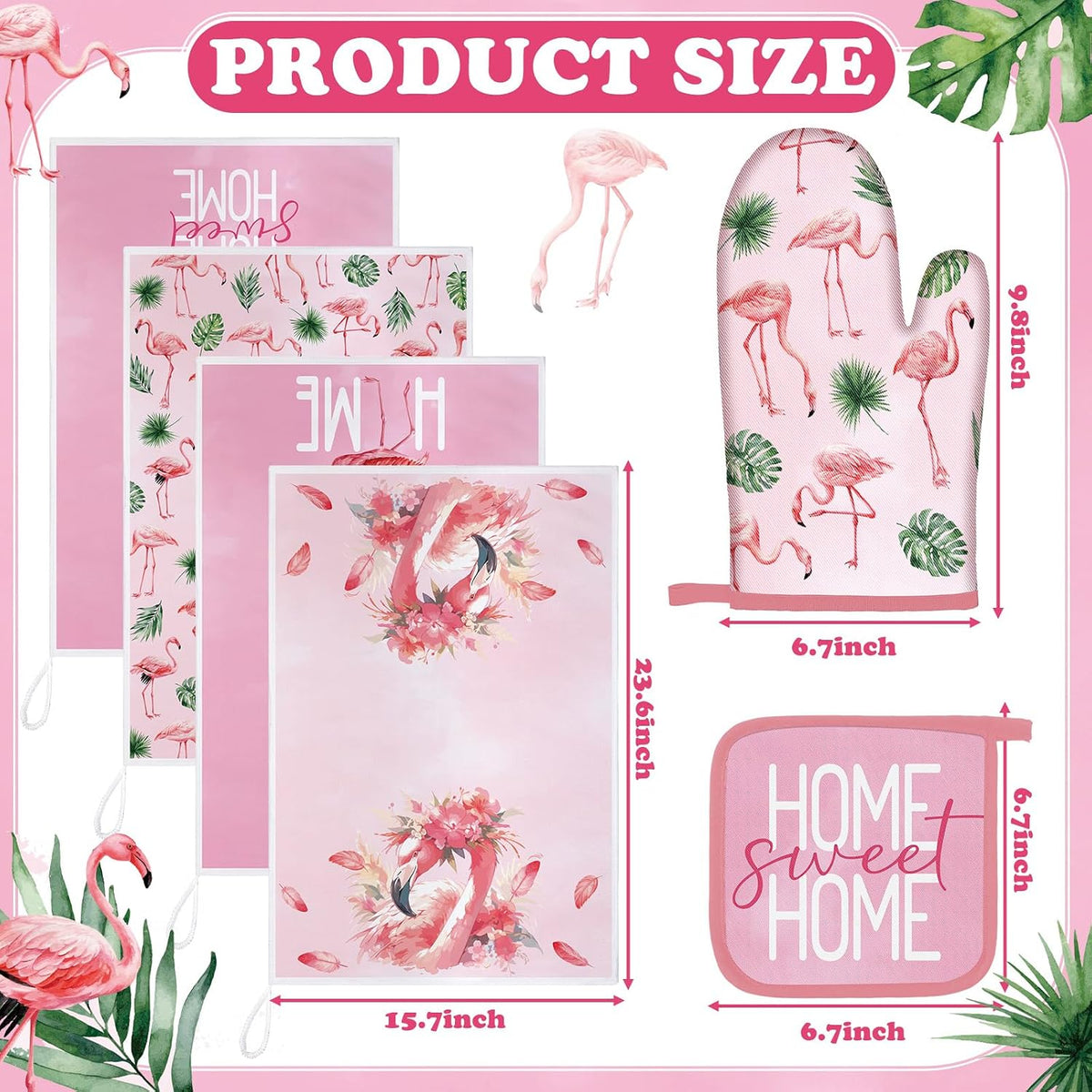 8 Pcs Flamingo Kitchen Towels Kitchen Decor and Accessories Set