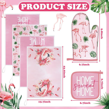 8 Pcs Flamingo Kitchen Towels Kitchen Decor and Accessories Set