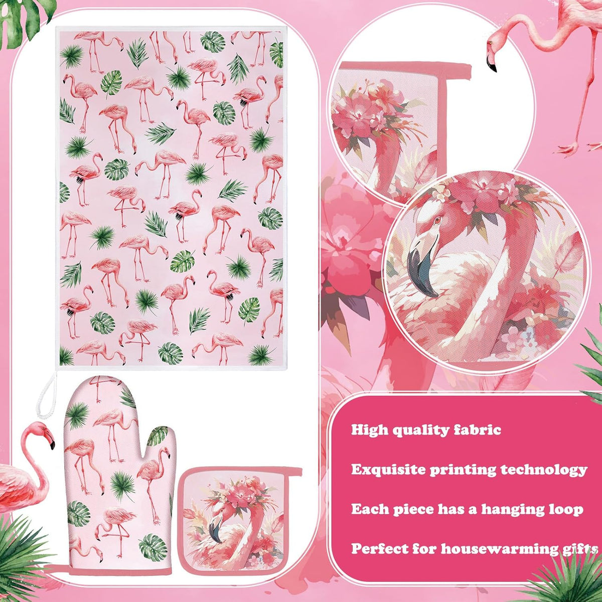 8 Pcs Flamingo Kitchen Towels Kitchen Decor and Accessories Set