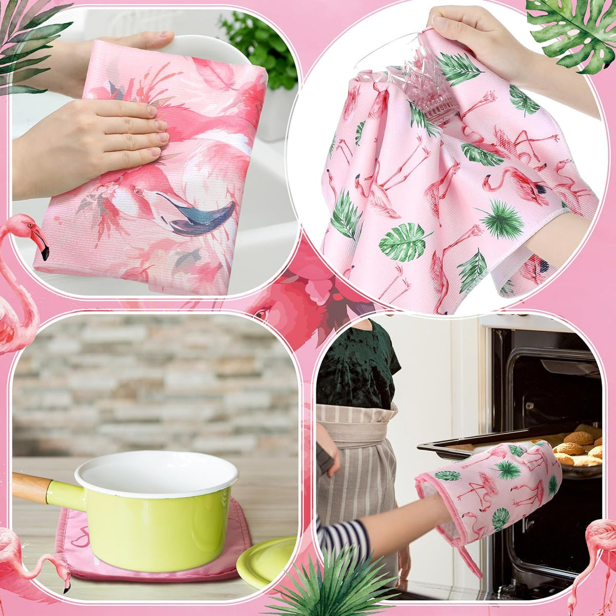 8 Pcs Flamingo Kitchen Towels Kitchen Decor and Accessories Set