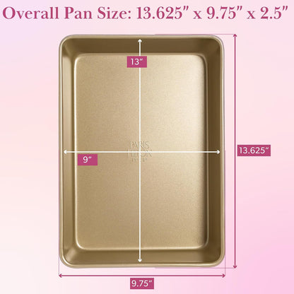 Paris Hilton Nonstick Carbon Steel Bakeware Collection, 13-Inch x 9-Inch Multipurpose Pan, Dishwasher Safe, Made without PFOA and PFAS, Pink Champagne Two-Tone