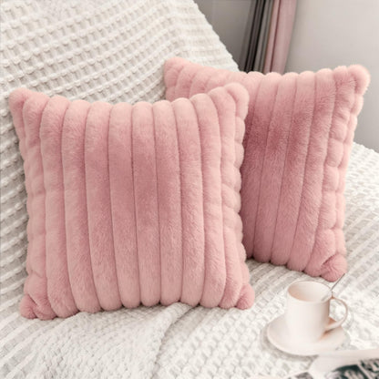 2 Pack 18x18 Pillow Cover Velvet Pillow Covers, Faux Fur Square Throw Pillow Covers for Living Room Decorations Throw Pillow Case, Throw Pillow Cover Cushion Cover for Home Sofa Bedroom Car, Pink