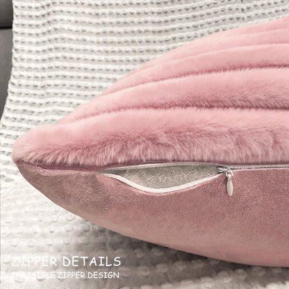 2 Pack 18x18 Pillow Cover Velvet Pillow Covers, Faux Fur Square Throw Pillow Covers for Living Room Decorations Throw Pillow Case, Throw Pillow Cover Cushion Cover for Home Sofa Bedroom Car, Pink