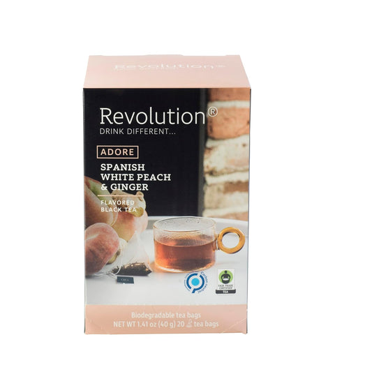 ® Sweet Ginger Peach Black Tea [THE ORIGINAL] – Spanish White Peach & Ginger – Premium Full Leaf Tea – Biodegradable Infuser Tea Bags – Flavored Black Tea – 20 Bags