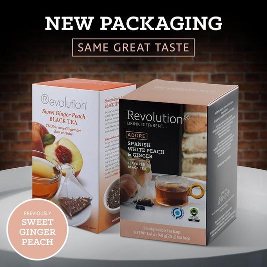 ® Sweet Ginger Peach Black Tea [THE ORIGINAL] – Spanish White Peach & Ginger – Premium Full Leaf Tea – Biodegradable Infuser Tea Bags – Flavored Black Tea – 20 Bags