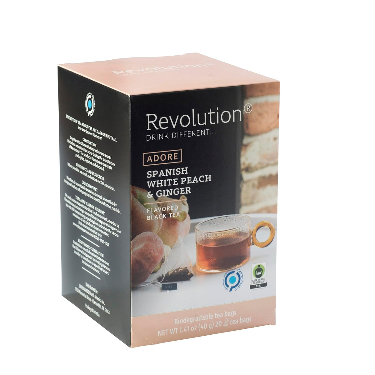 ® Sweet Ginger Peach Black Tea [THE ORIGINAL] – Spanish White Peach & Ginger – Premium Full Leaf Tea – Biodegradable Infuser Tea Bags – Flavored Black Tea – 20 Bags