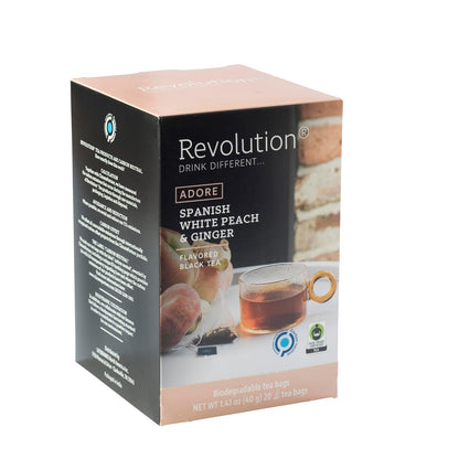 ® Sweet Ginger Peach Black Tea [THE ORIGINAL] – Spanish White Peach & Ginger – Premium Full Leaf Tea – Biodegradable Infuser Tea Bags – Flavored Black Tea – 20 Bags