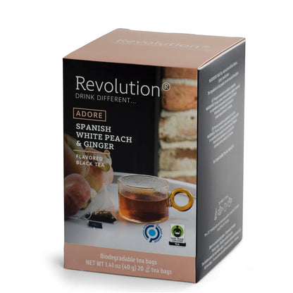 ® Sweet Ginger Peach Black Tea [THE ORIGINAL] – Spanish White Peach & Ginger – Premium Full Leaf Tea – Biodegradable Infuser Tea Bags – Flavored Black Tea – 20 Bags