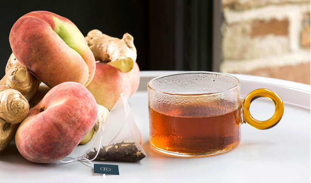 ® Sweet Ginger Peach Black Tea [THE ORIGINAL] – Spanish White Peach & Ginger – Premium Full Leaf Tea – Biodegradable Infuser Tea Bags – Flavored Black Tea – 20 Bags