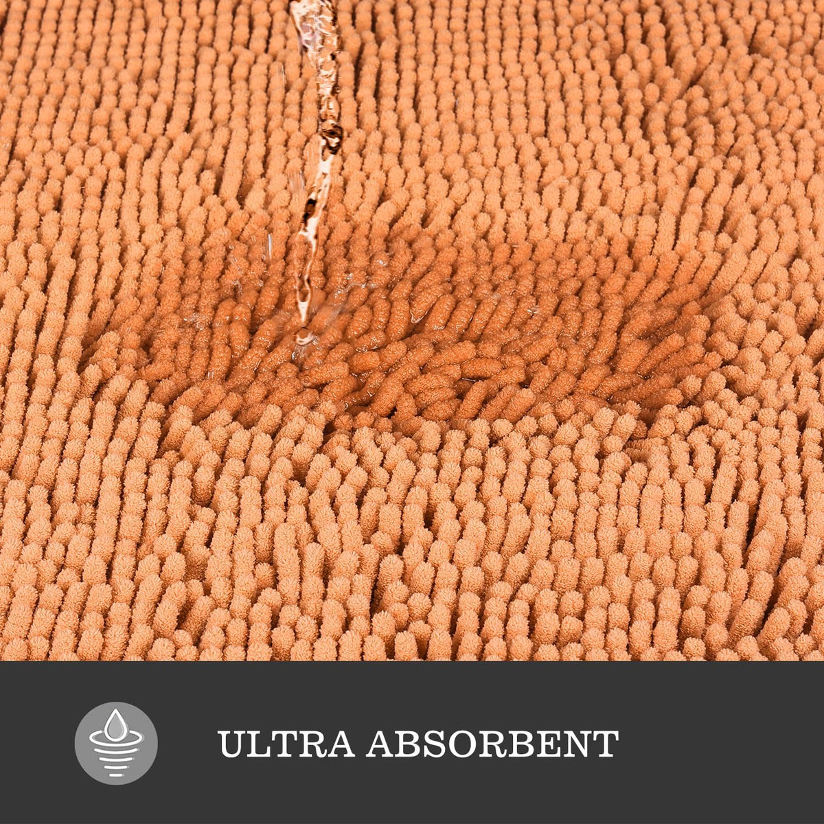 Bathroom Rugs Sets 2 Piece,Thick Chenille Bath Mats,Absorbent and Washable Bath Rug Non-Slip, Extra Soft Rugs for Bathroom Floor,Tub,Shower and Sink(17"x24" and 17"x47",Peach)
