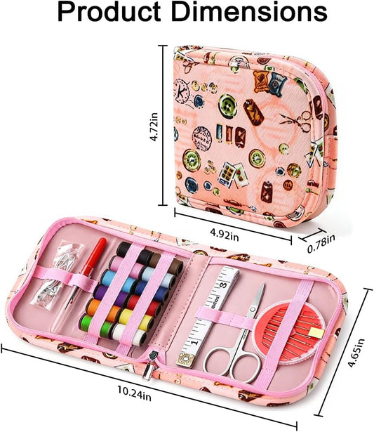 Sewing Kit for Adults, 12 Spools Thread, Portable Travel Mini Sewing Kit with Scissors, Needles, Threader, Measuring Tape - for Beginners, Emergency Repair, Home & Travel Use