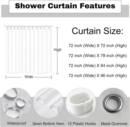 Spring Flowers Shower Curtains Pink Cherry Blossom Shower Curtain Set Japanese Sakura Floral Decorative Bath Curtain for Bathroom Decor Waterproof Polyester with Hooks, 72x72in