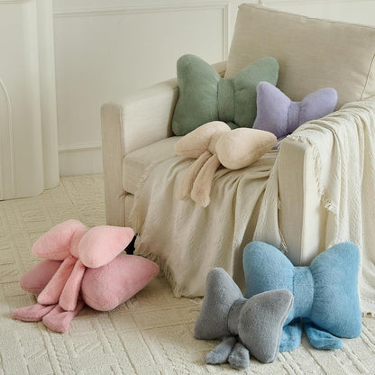 Decorative Bow Throw Pillows, Pink, 12 Inches