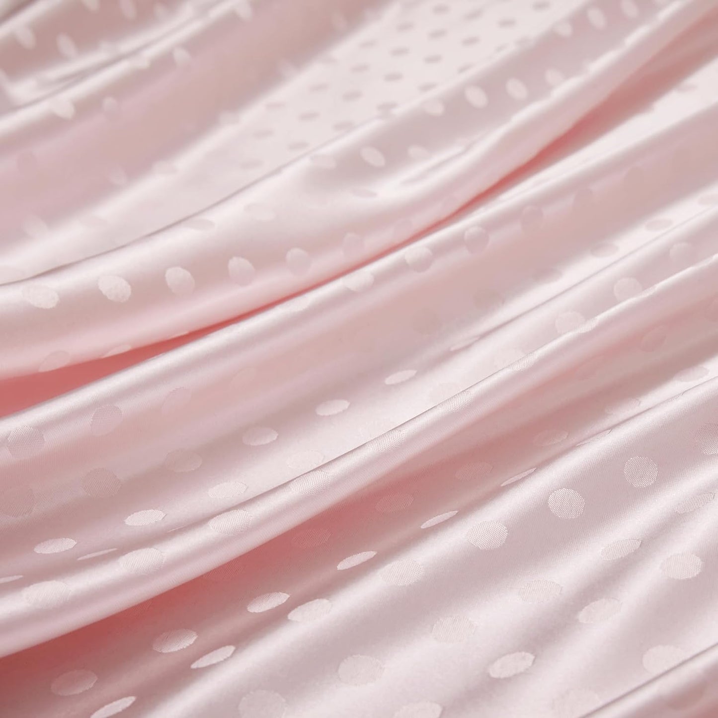 Blush Pink Satin Napkins Set Of 4，Blush Pink Polka Dots Satin Napkins Square 17 x 17 Inches for Wedding Dinner Birthday Easte Party Supplies