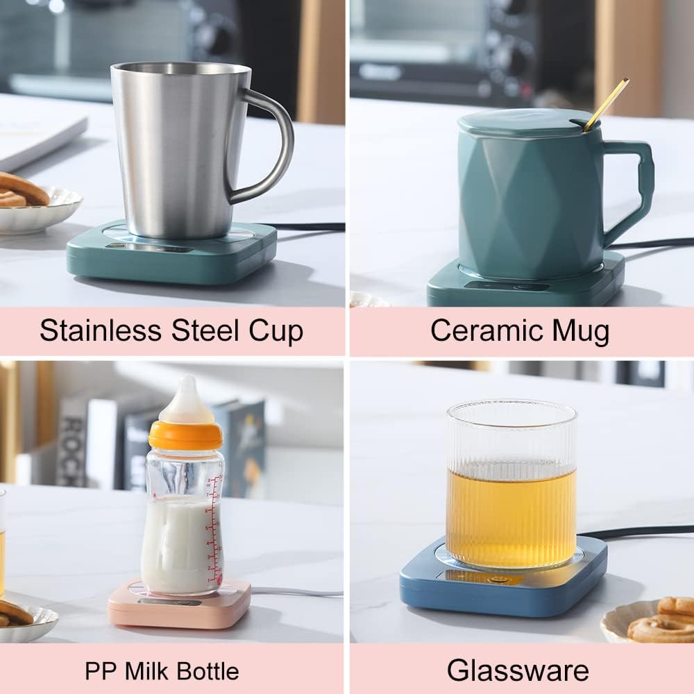 Coffee Mug Cup Warmer Coaster for Coffee Tea Cocoa Milk Food Fruits Candle, Aluminum Metal Panel, Safe Reliable, Pink (4" x 5")