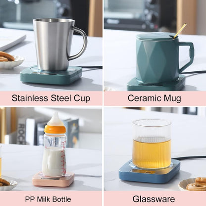 Coffee Mug Cup Warmer Coaster for Coffee Tea Cocoa Milk Food Fruits Candle, Aluminum Metal Panel, Safe Reliable, Pink (4" x 5")