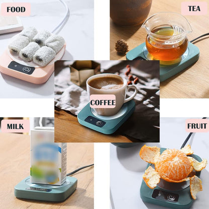 Coffee Mug Cup Warmer Coaster for Coffee Tea Cocoa Milk Food Fruits Candle, Aluminum Metal Panel, Safe Reliable, Pink (4" x 5")