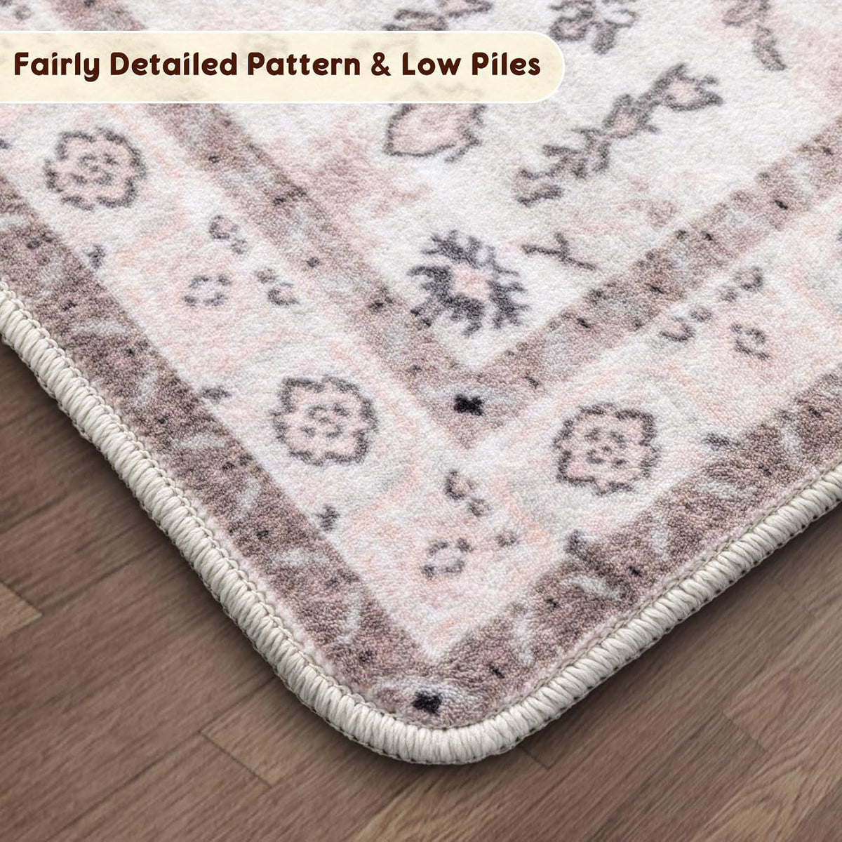 LBRO2M Machine Washable Rug Soft Pet Friendly Carpet 4X6 Light Pink