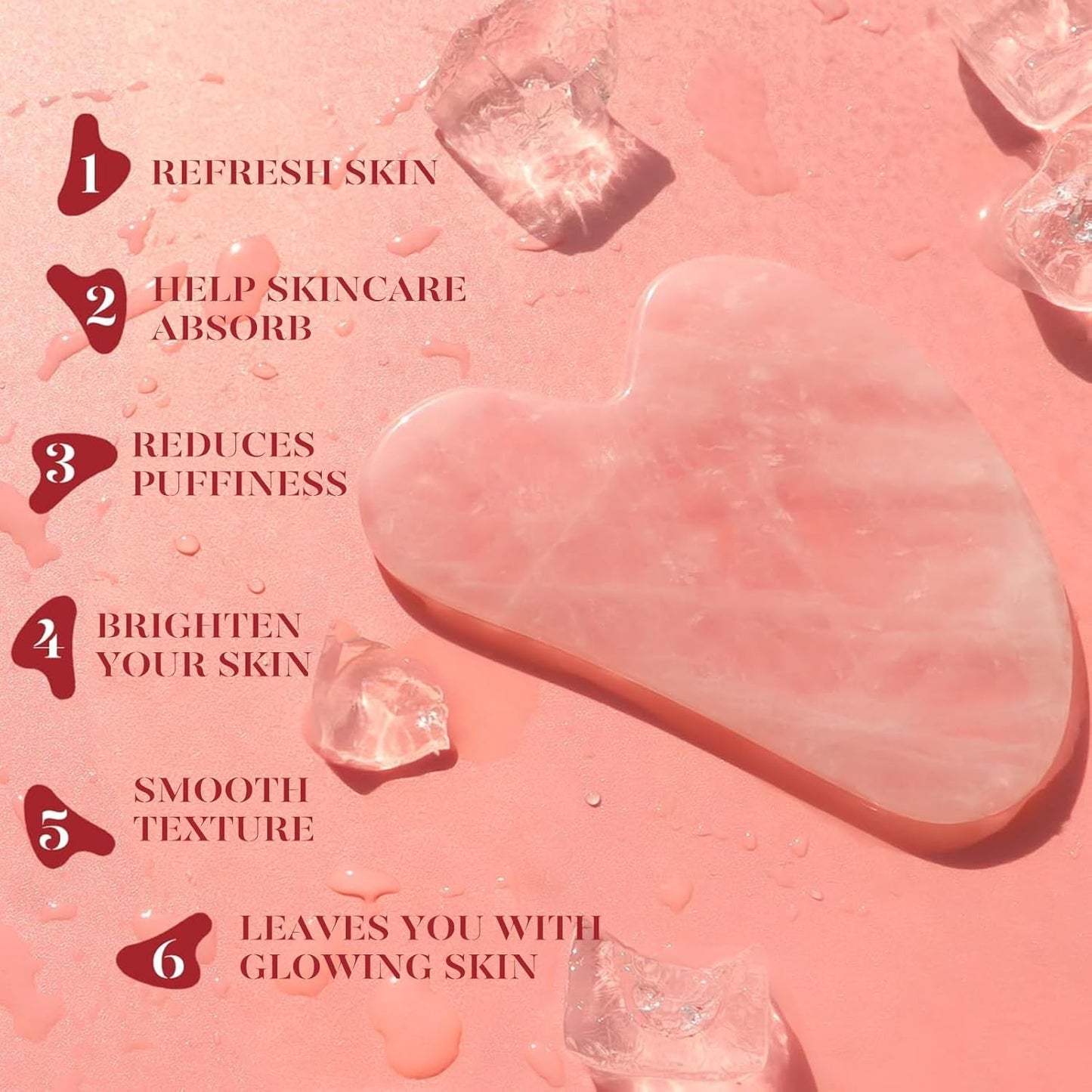 IcyMe Rose Quartz Roller & Gua Sha Set, Cooling Face Roller for Depuffing & Lymphatic Massage, Sculpting Tool for Face, Eyes & Neck, Smooth Skincare Gift for Women and Men