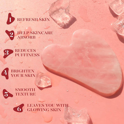 IcyMe Rose Quartz Roller & Gua Sha Set, Cooling Face Roller for Depuffing & Lymphatic Massage, Sculpting Tool for Face, Eyes & Neck, Smooth Skincare Gift for Women and Men