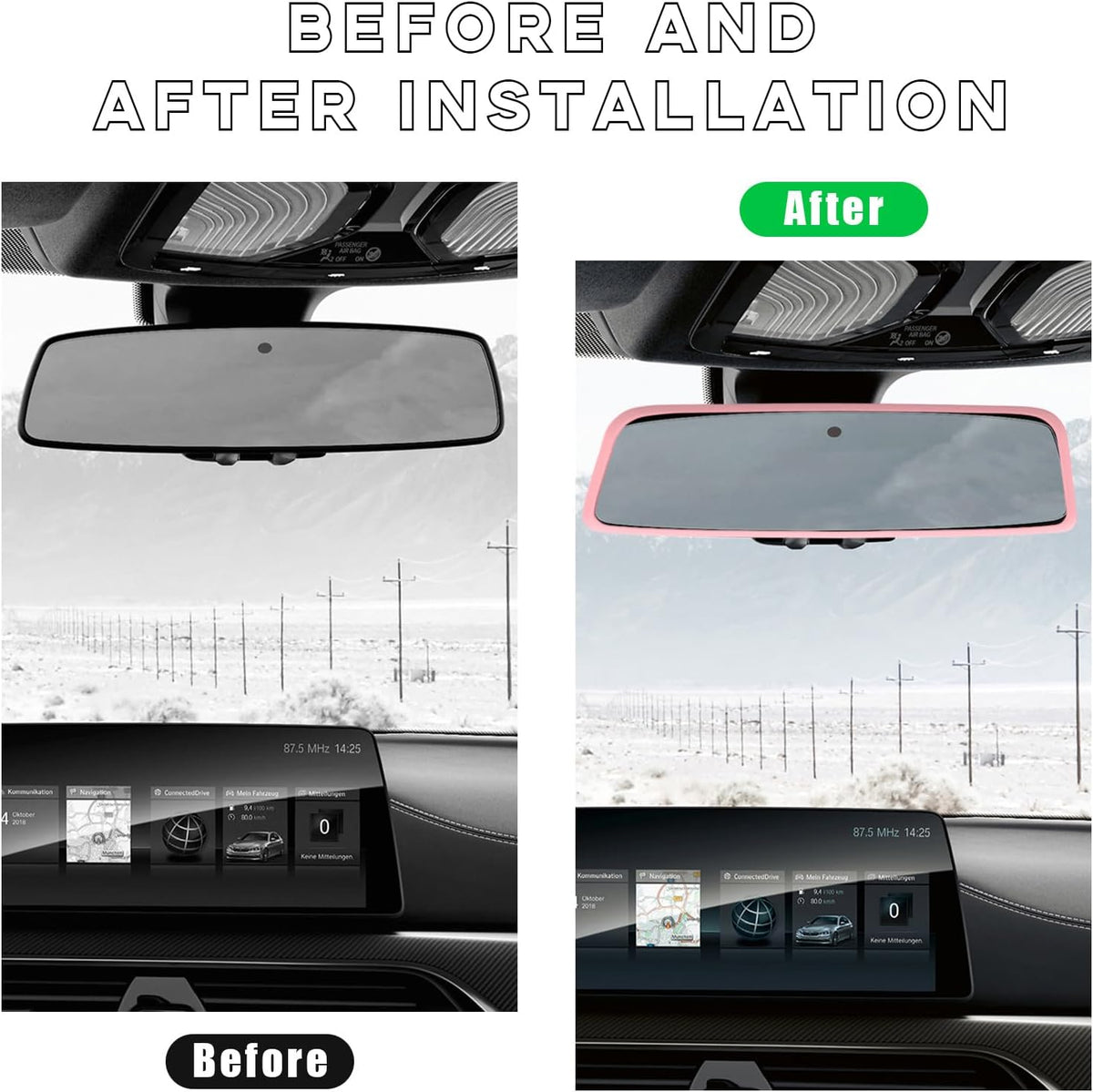 Car Rear View Mirror Protector Frame, Edge Cover Trim, Pink