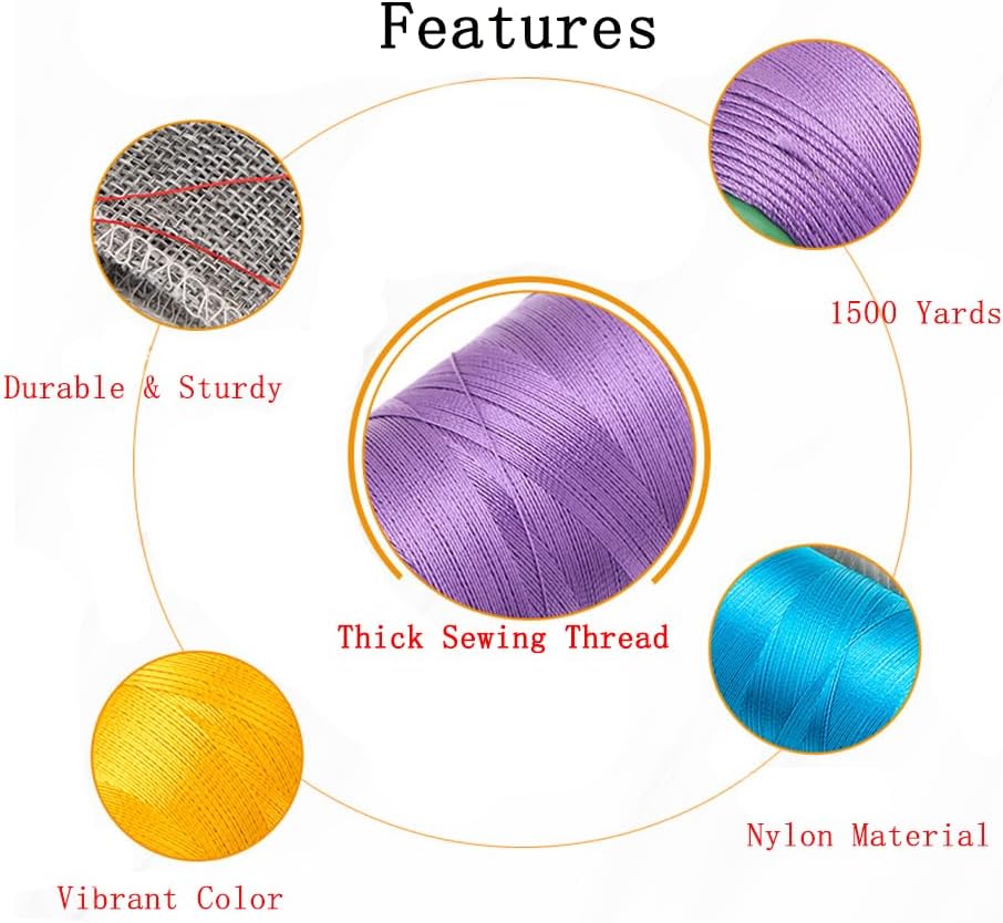 Bonded Nylon Sewing Thread 1500 Yards Heavy Duty Nylon Thread Size 69 210D/3 Upholstery Thread for Leather Canvas Jeans Weaving（Pink)