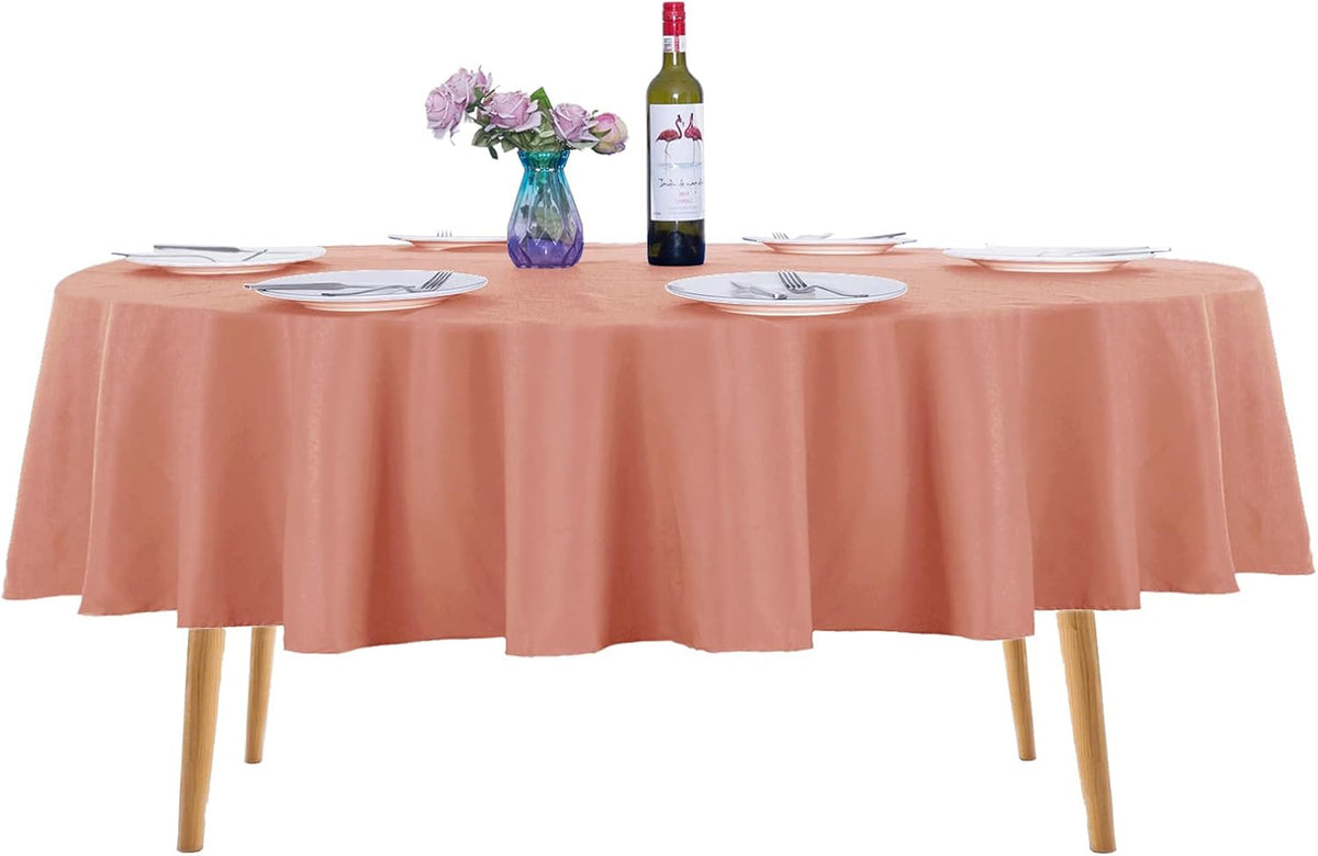 2pack 70 Inch Dusty Pink Round Tablecloth in Washable Polyester Fabric for Wedding/Banquet/Restaurant/Parties