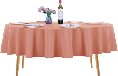 2pack 70 Inch Dusty Pink Round Tablecloth in Washable Polyester Fabric for Wedding/Banquet/Restaurant/Parties