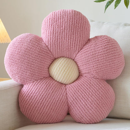 Flower Pillow, Decorative Throw Pillow for Couch, Cute Decor Pillows for Bed, Aesthetic Flower Shaped Pillow Fun Cushion (Pink, 14.9 Inches)